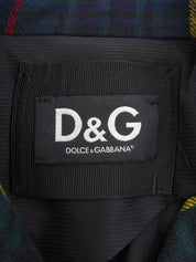 绿色/多色格纹羊毛大衣