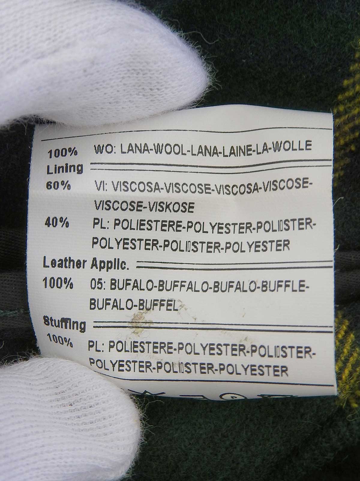 绿色/多色格纹羊毛大衣