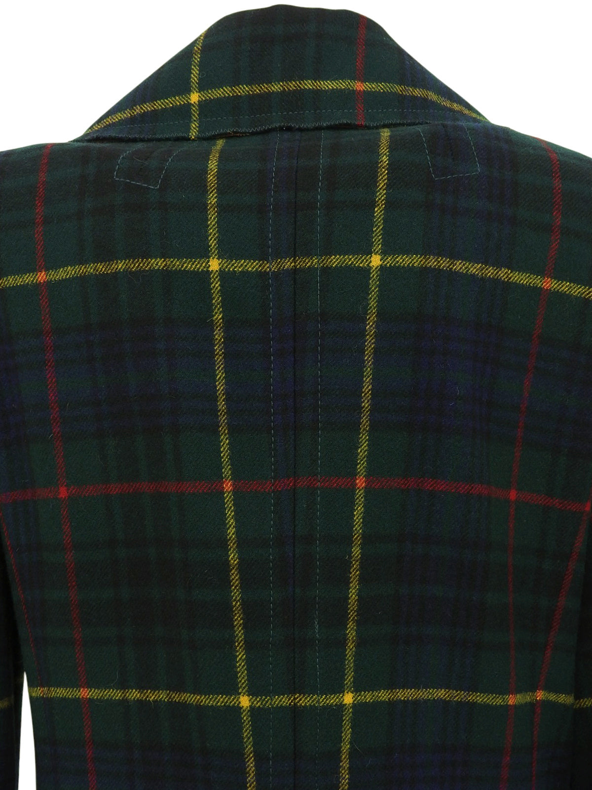 绿色/多色格纹羊毛大衣