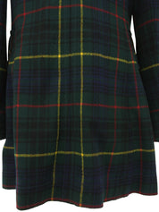 绿色/多色格纹羊毛大衣