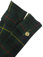 绿色/多色格纹羊毛大衣