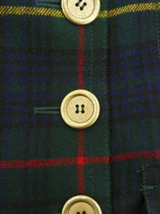 绿色/多色格纹羊毛大衣