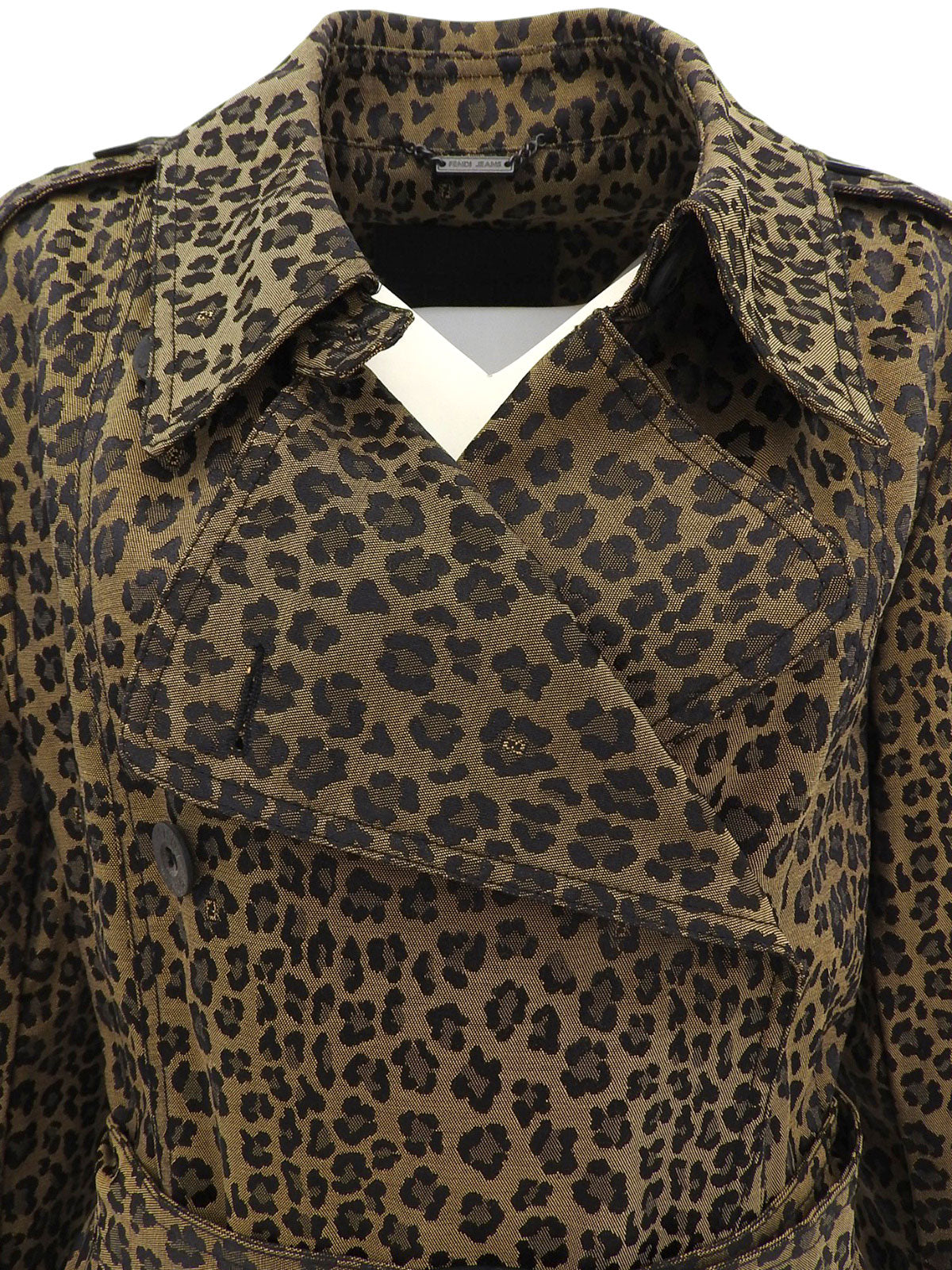 Leopard print trench coat in brown/black