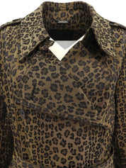 Leopard print trench coat in brown/black