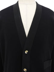 Design Button Long Cardigan in Black