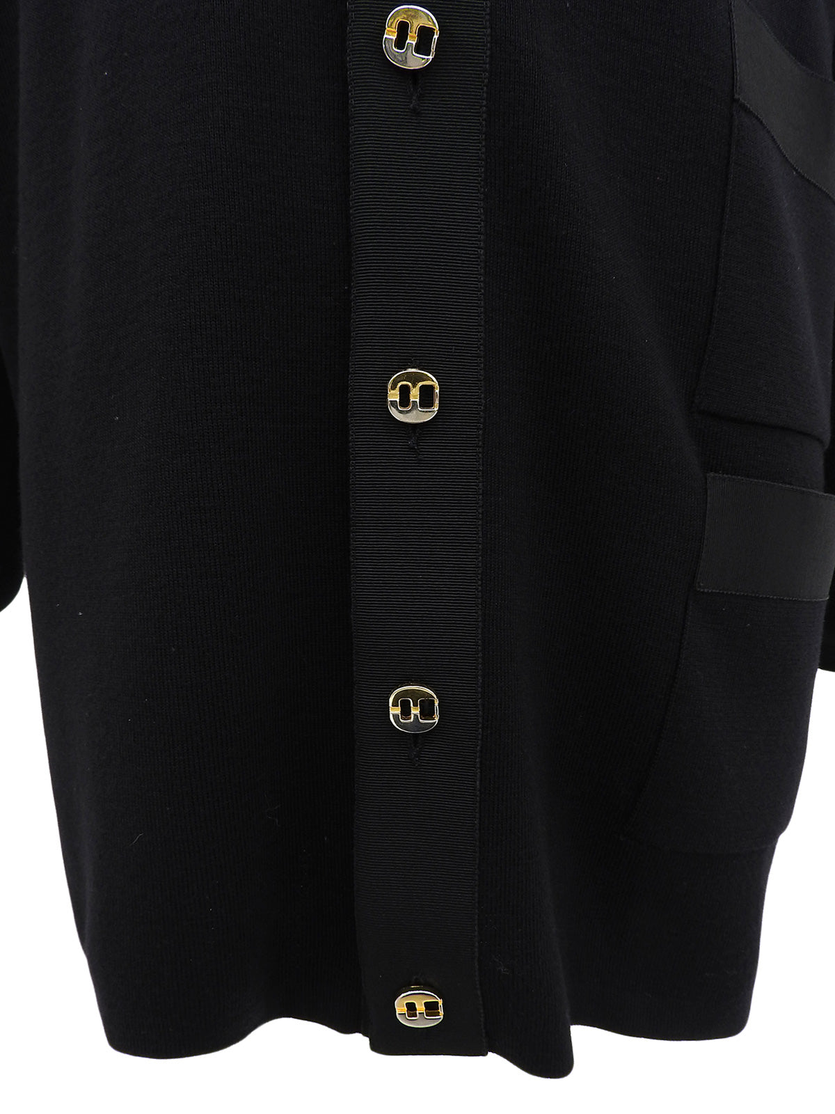 Design Button Long Cardigan in Black