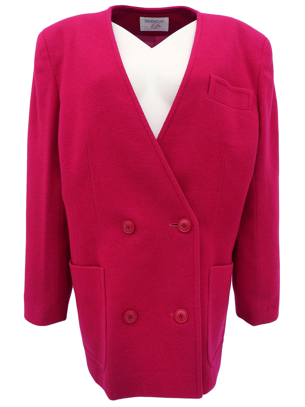 Pink wool collarless jacket| VINTAGE QOO TOKYO