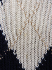 Argyle Pattern Cardigan in White/Navy
