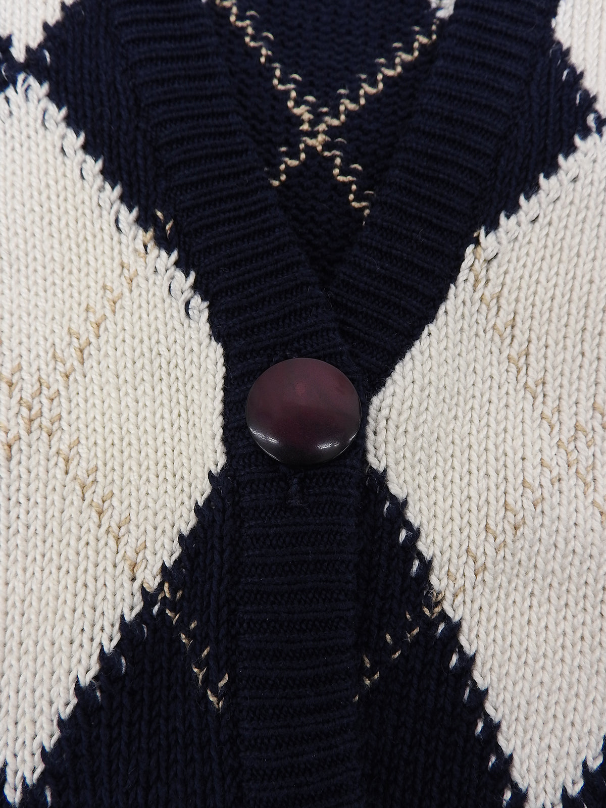 Argyle Pattern Cardigan in White/Navy