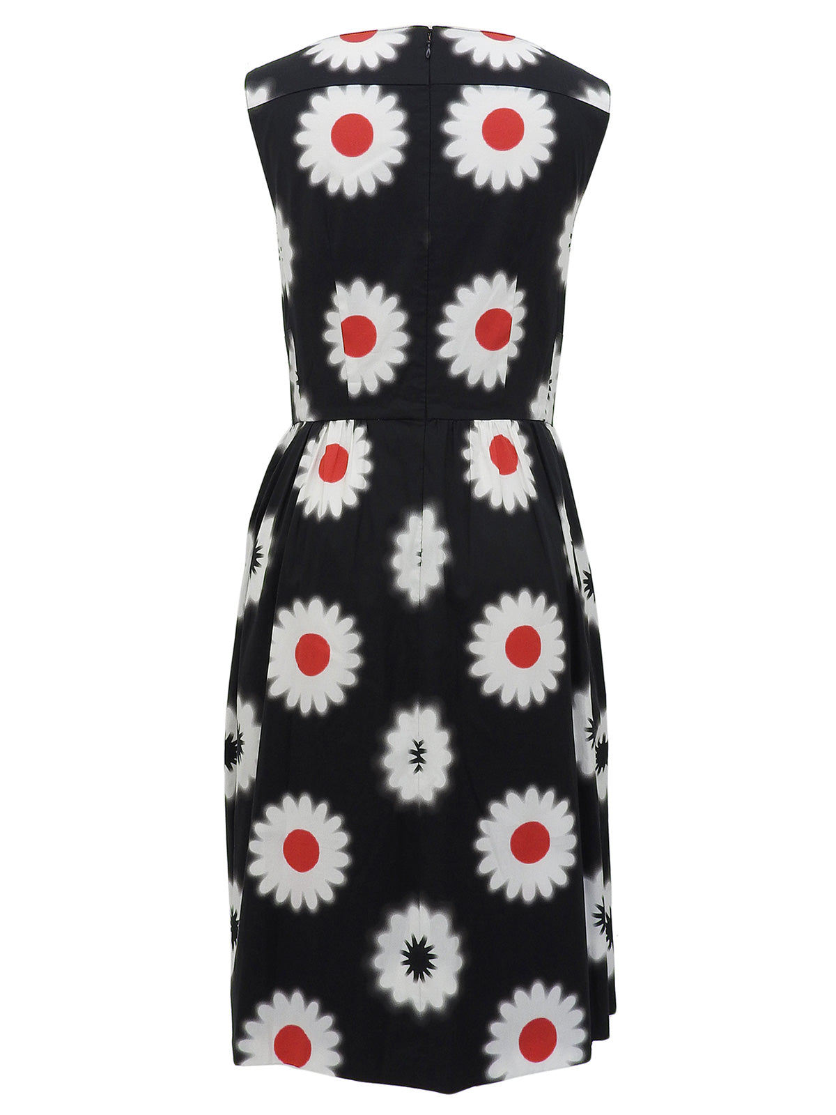 Flower Design Pattern Sleeveless Dress in Black/White/Red