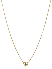 Rhinestone Heart Logo Cutout Necklace in Gold