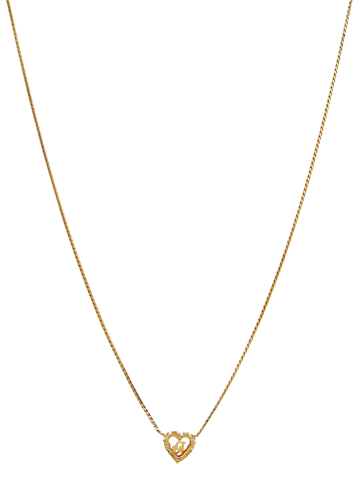 Rhinestone Heart Logo Cutout Necklace in Gold