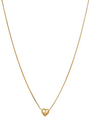 Rhinestone Heart Logo Cutout Necklace in Gold