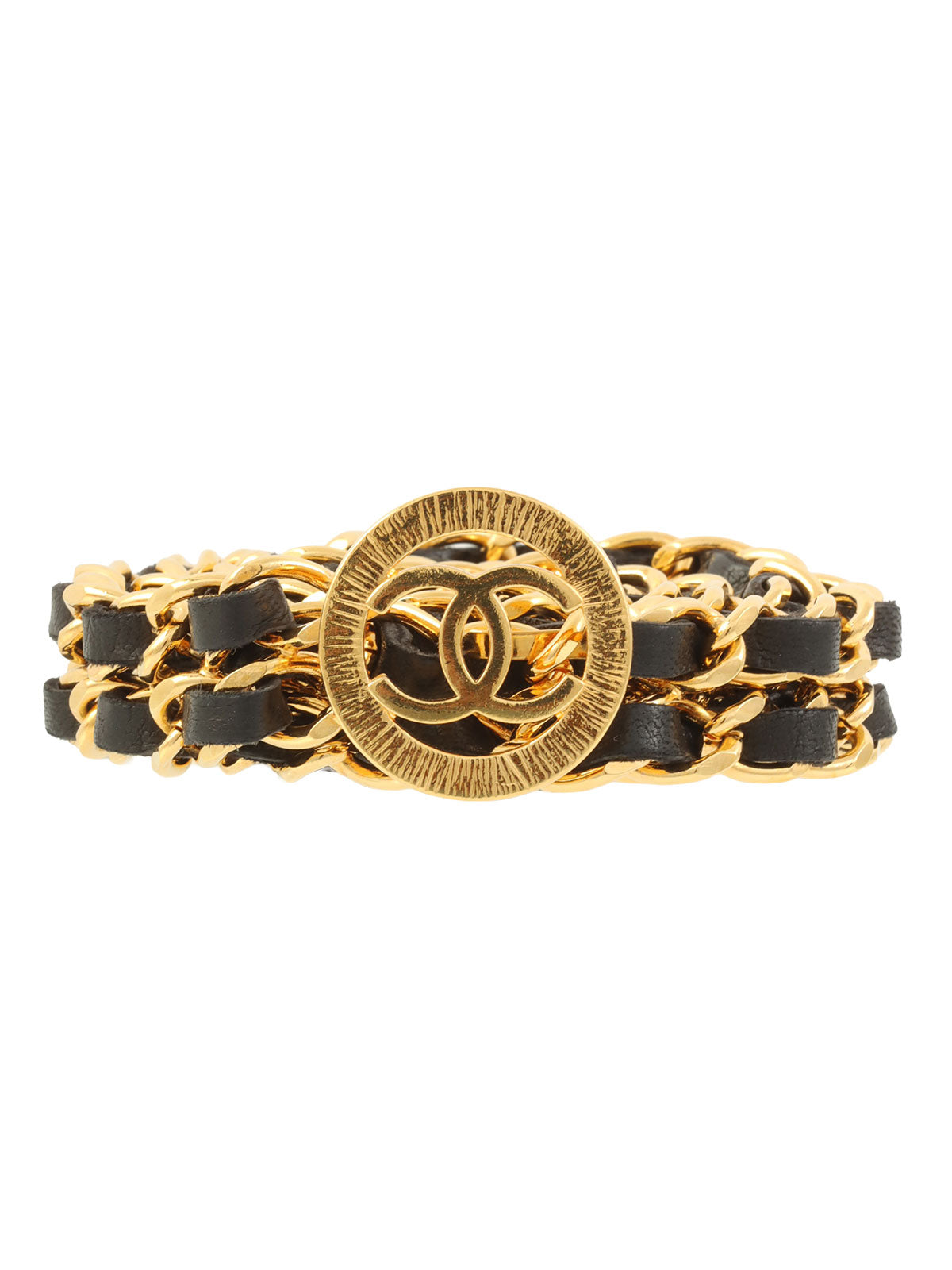 ラウンドCCマークバックルチェーンベルト ゴールド/ブラック| VINTAGE