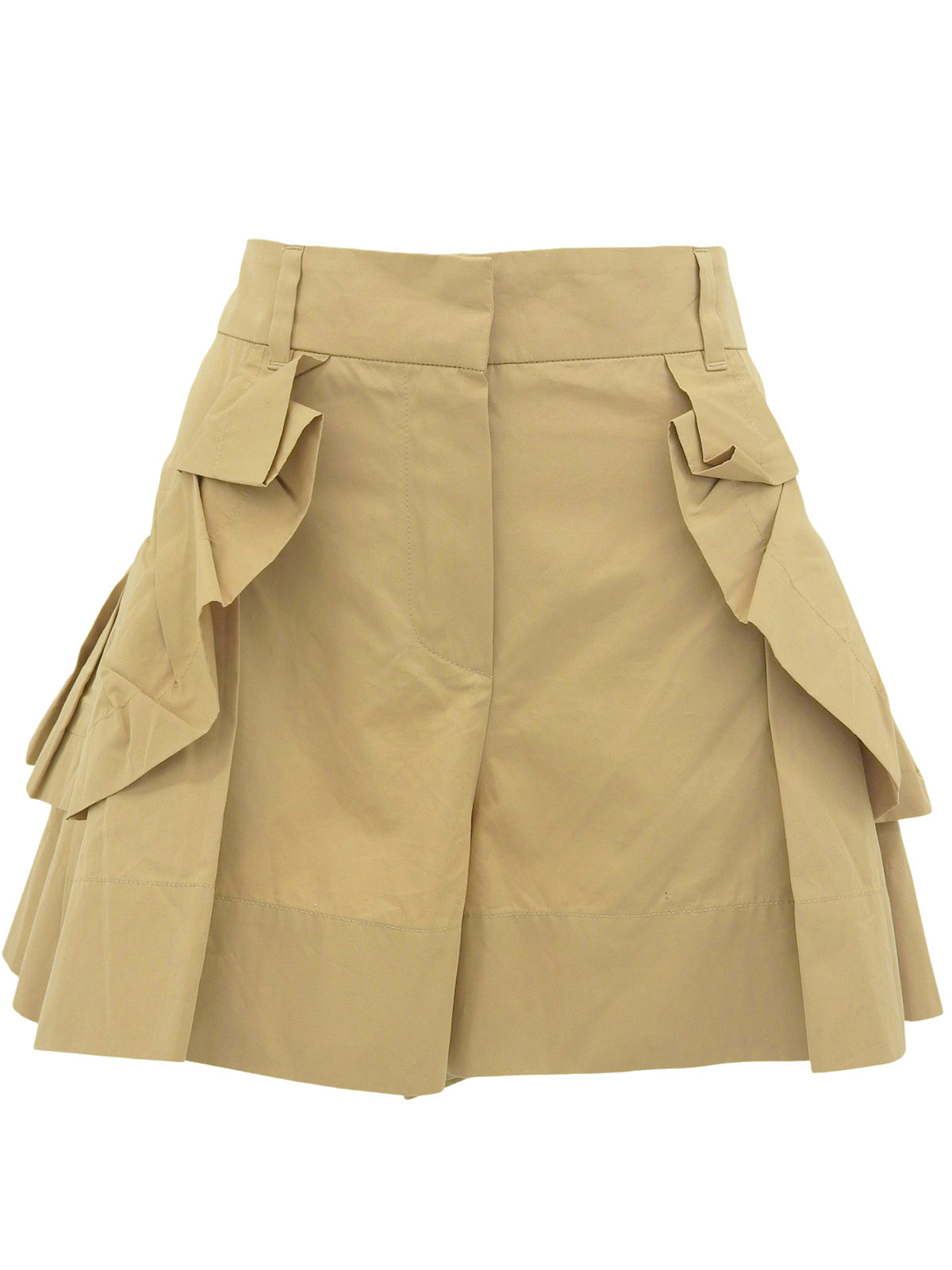 Beige Cotton Frill Shorts
