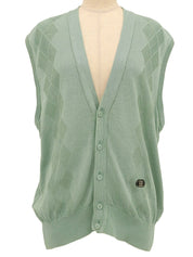 Cotton logo patch knit vest, mint green