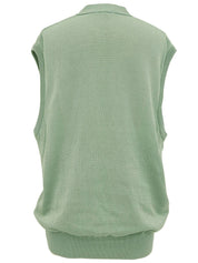 Cotton logo patch knit vest, mint green