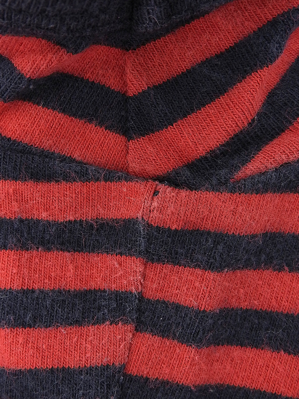 Cotton striped half-sleeve top in red/navy