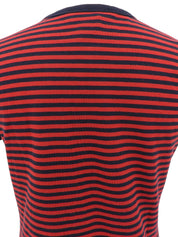 Cotton striped half-sleeve top in red/navy