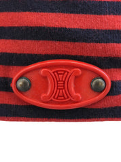Cotton striped half-sleeve top in red/navy