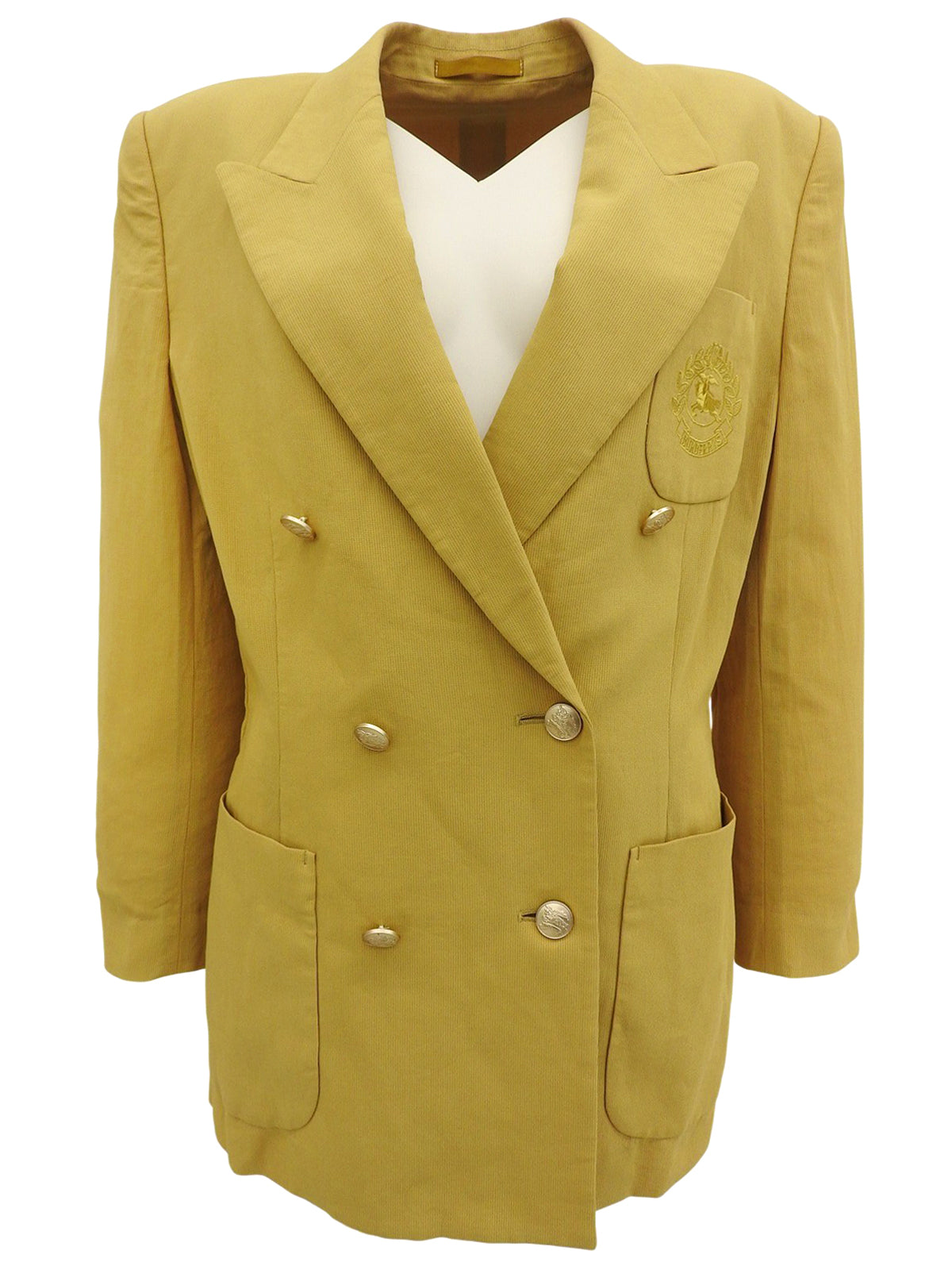Cotton logo embroidered jacket in yellow