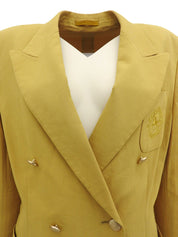Cotton logo embroidered jacket in yellow