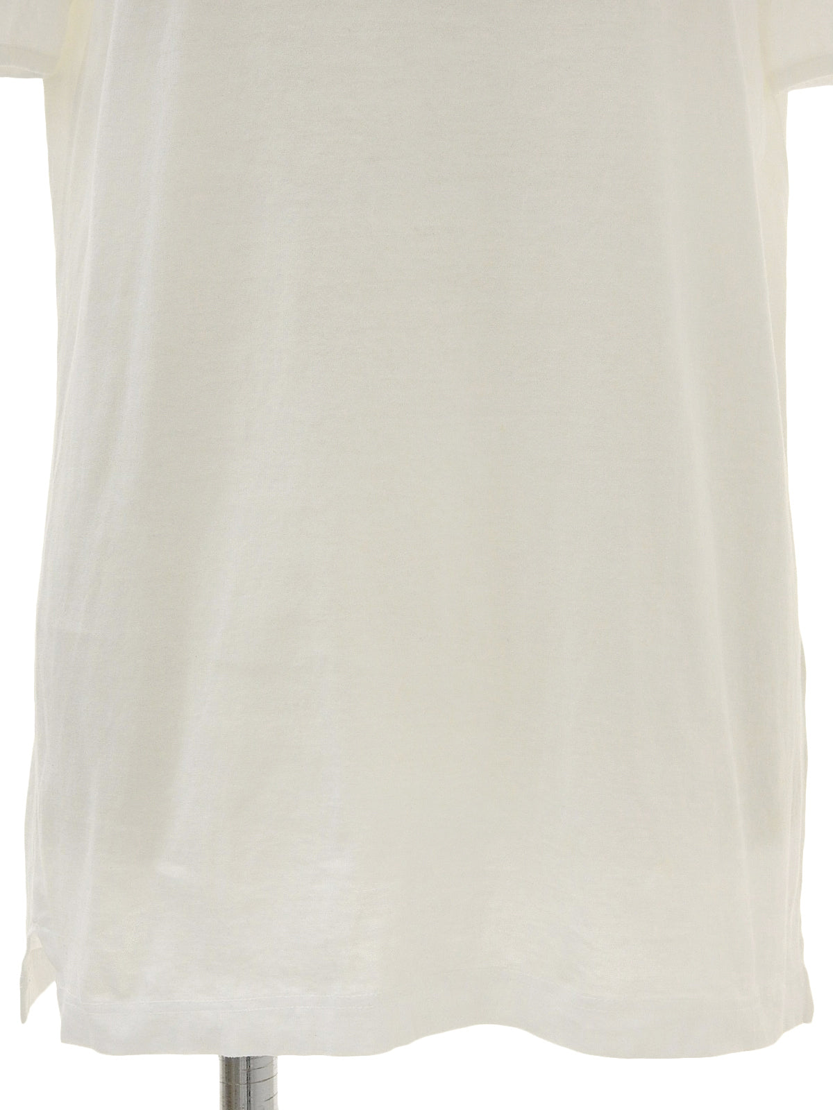 White cotton logo embroidered half sleeve top