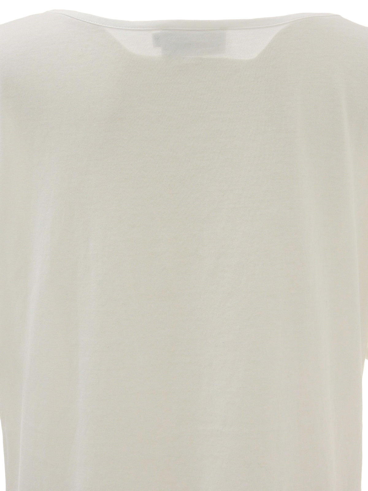 White cotton logo embroidered half sleeve top