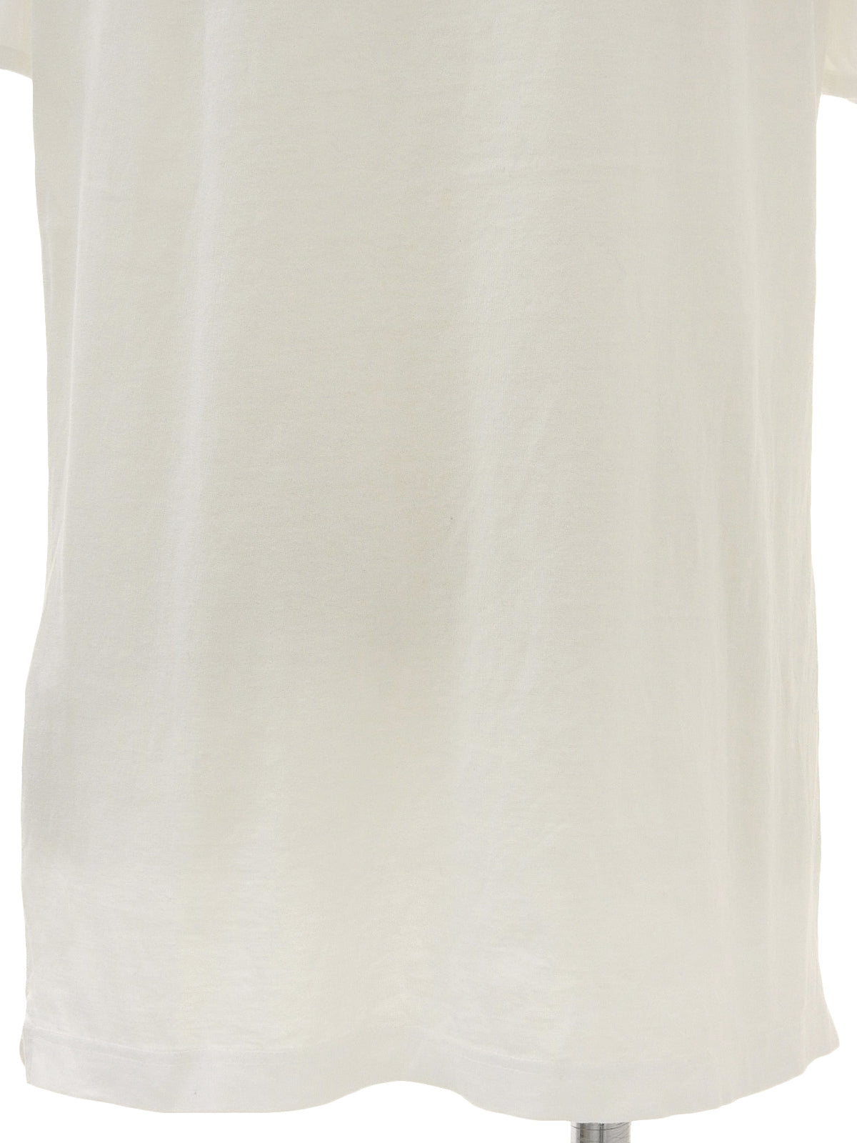 White cotton logo embroidered half sleeve top