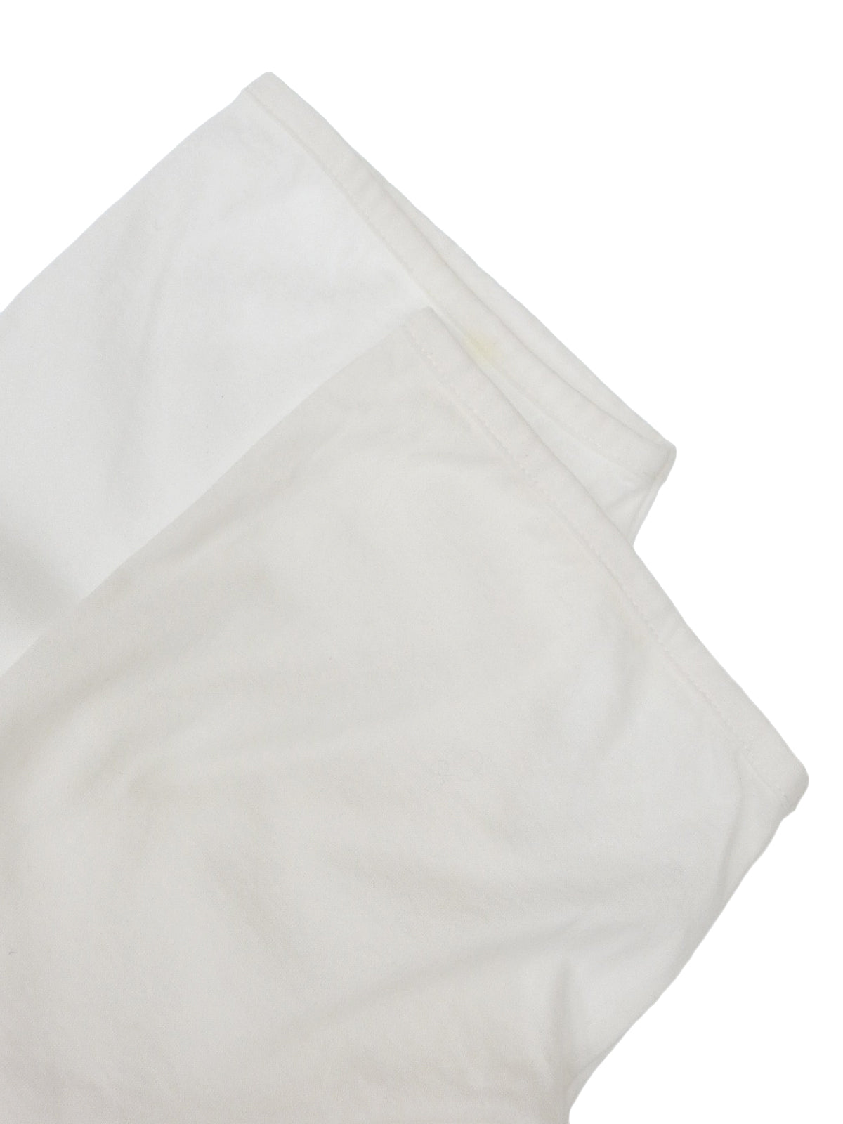 White cotton logo embroidered half sleeve top