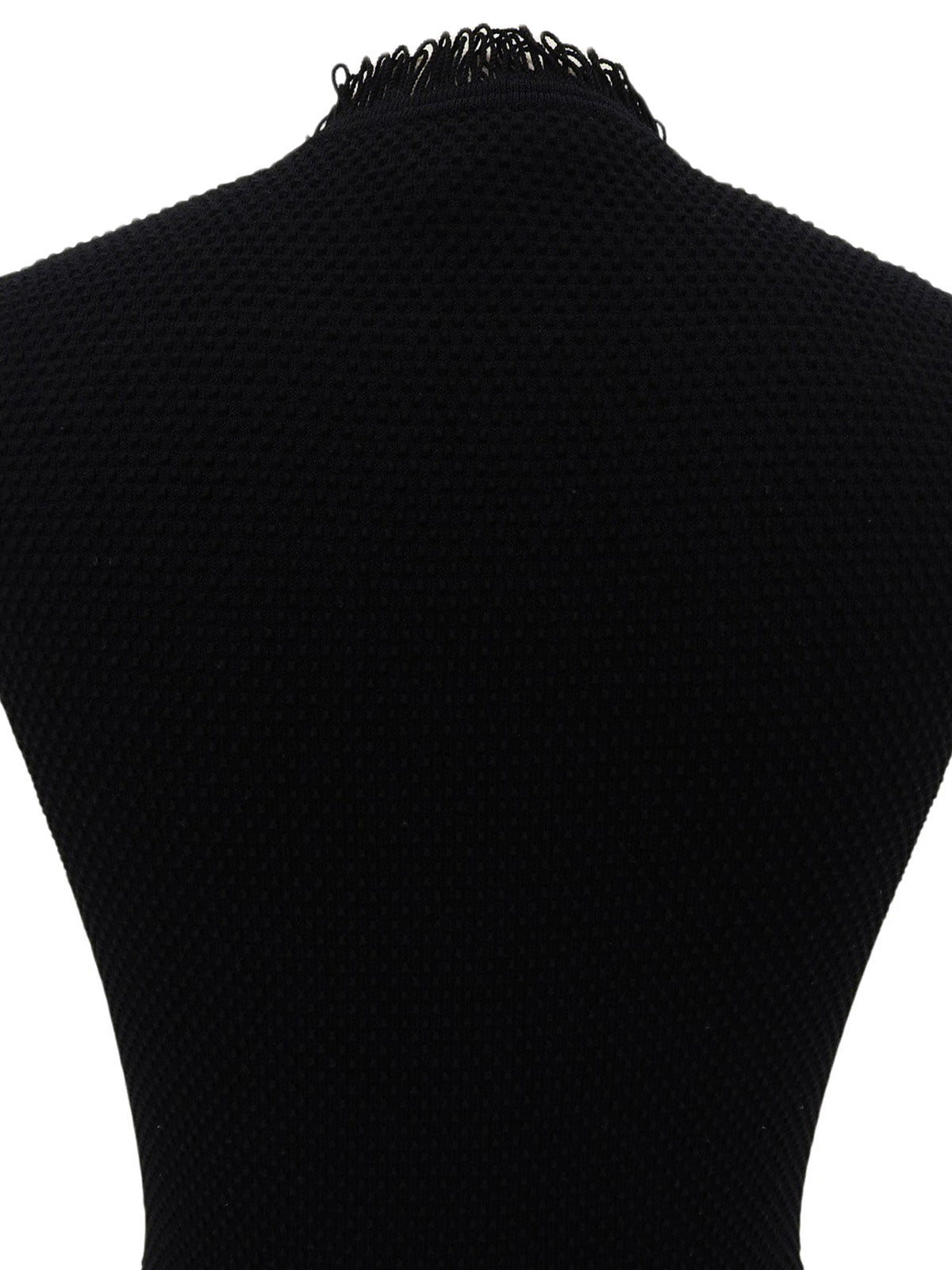Wool Trim Design Sleeveless Top in Black