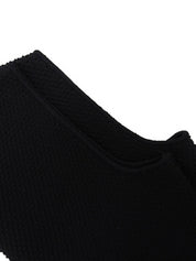 Wool Trim Design Sleeveless Top in Black
