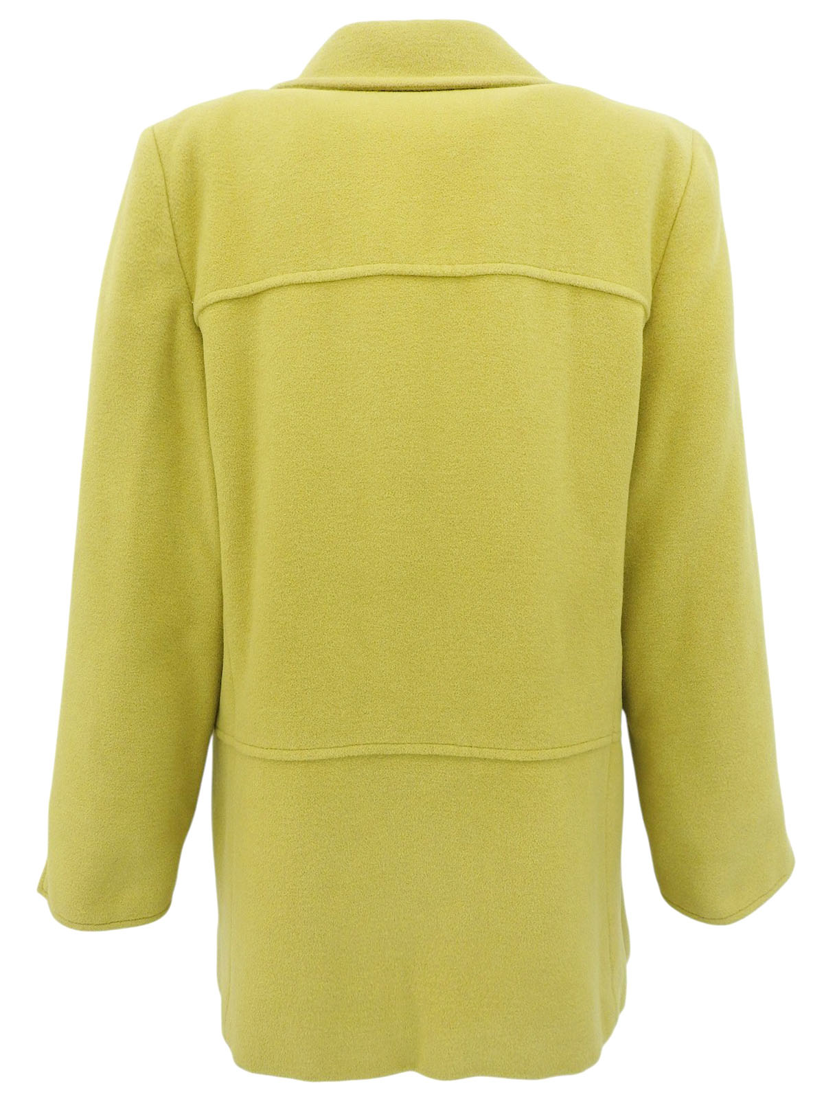 Wool marble button coat in lime yellow