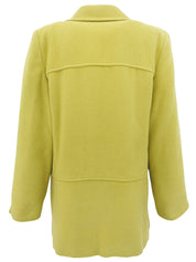 Wool marble button coat in lime yellow