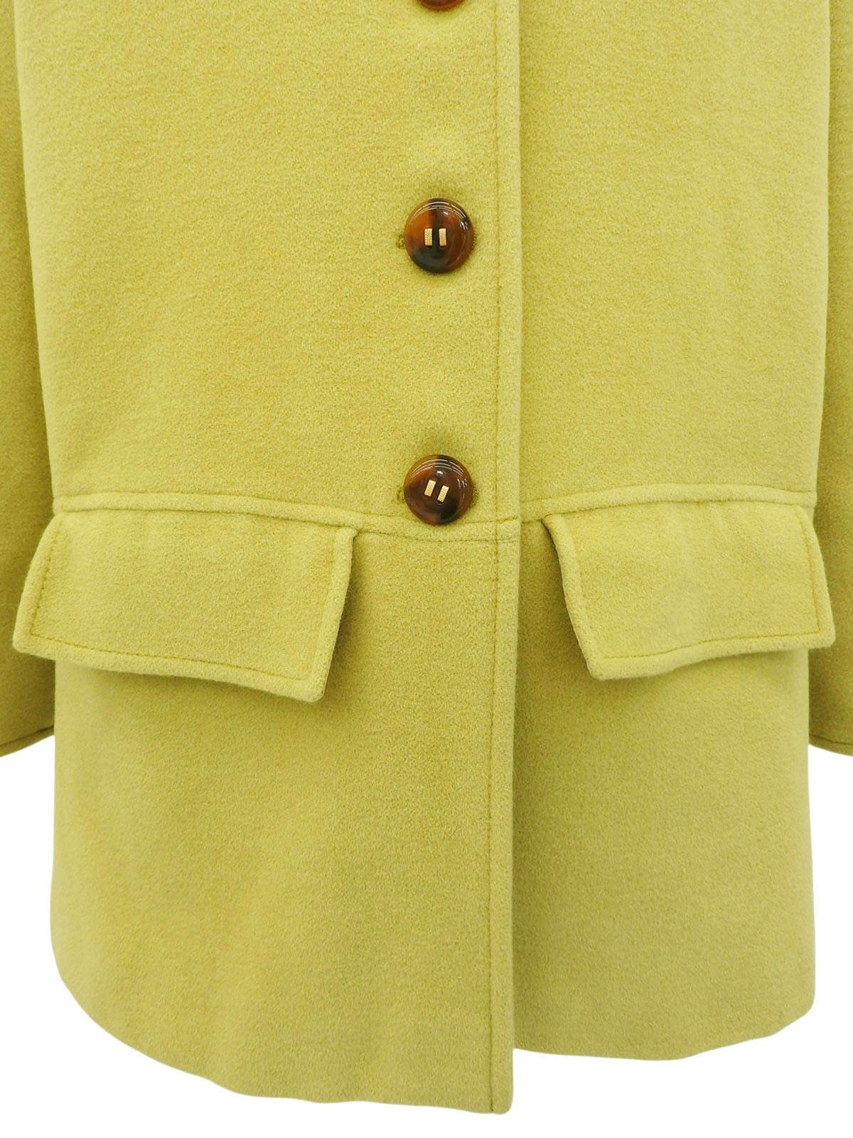 Wool marble button coat in lime yellow