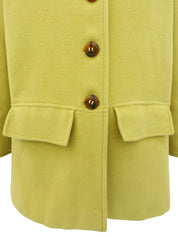 Wool marble button coat in lime yellow