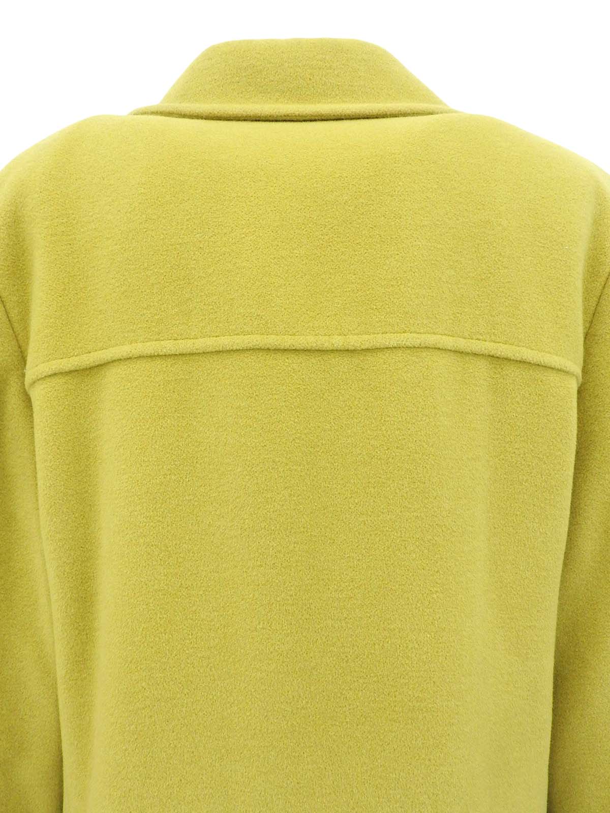 Wool marble button coat in lime yellow