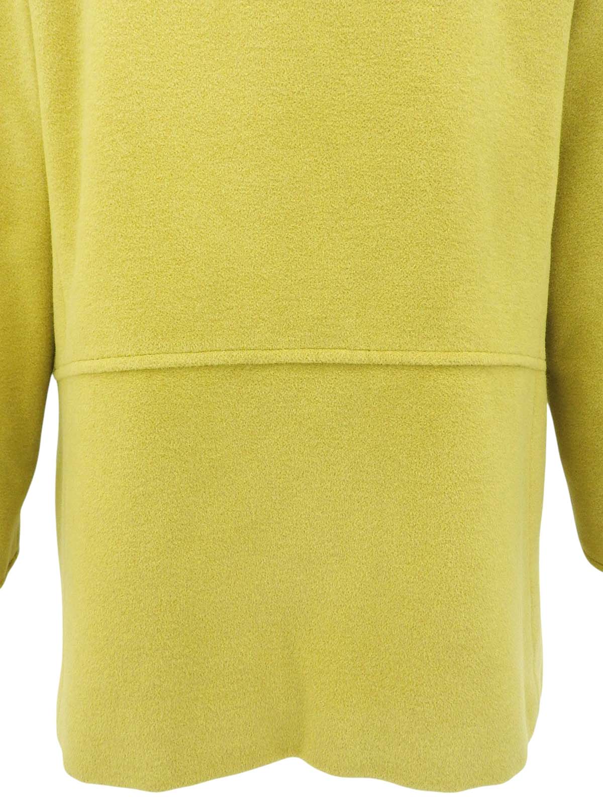 Wool marble button coat in lime yellow