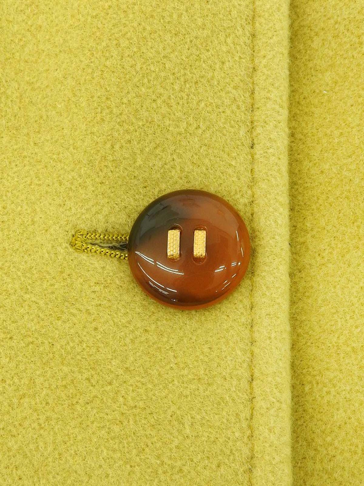 Wool marble button coat in lime yellow