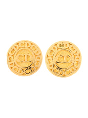 圆形徽标牌耳环 金色