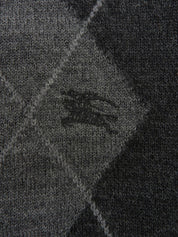 Wool logo embroidered argyle pattern vest in dark gray/gray