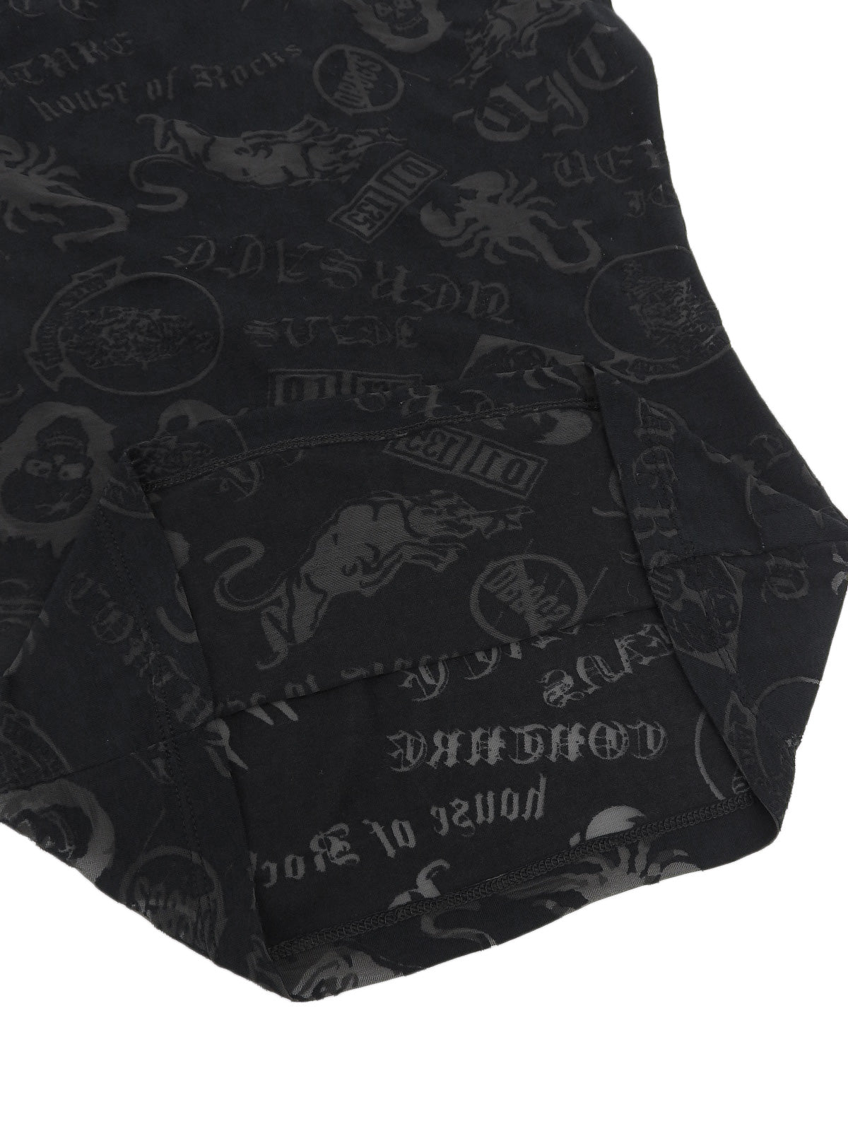 Multi-motif see-through design sleeveless top in black