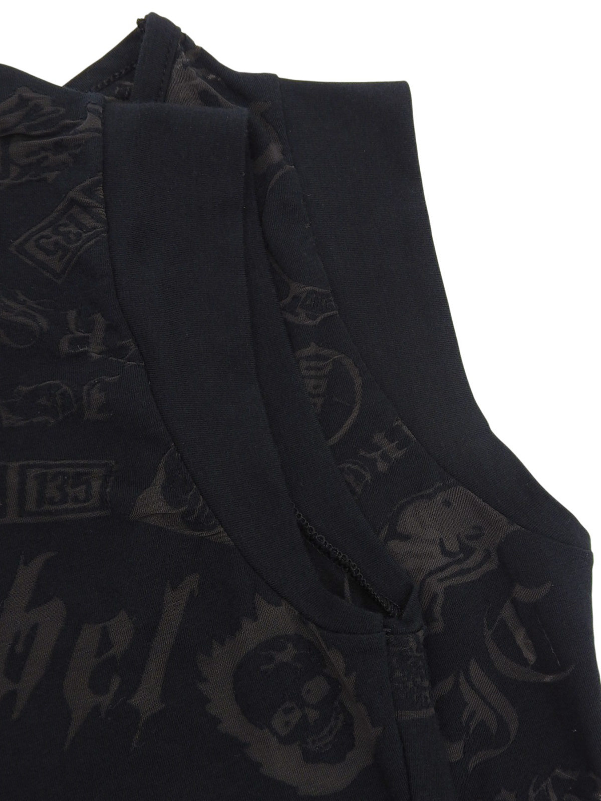 Multi-motif see-through design sleeveless top in black