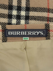 Wool Check Pattern Pleated Skirt in Beige/Multi