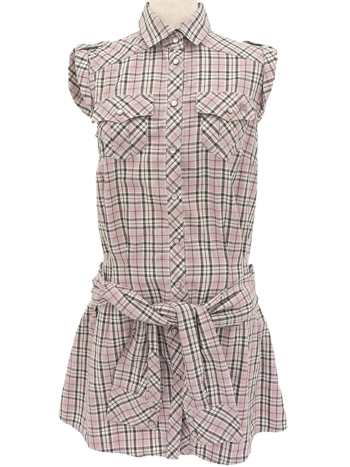 Check Pattern Sleeveless Dress in Pink