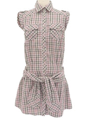 Check Pattern Sleeveless Dress in Pink