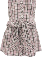 Check Pattern Sleeveless Dress in Pink