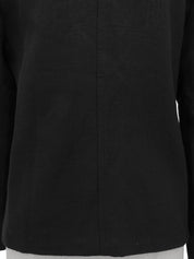 Square Hook Pleated Sleeve Jacket in Black