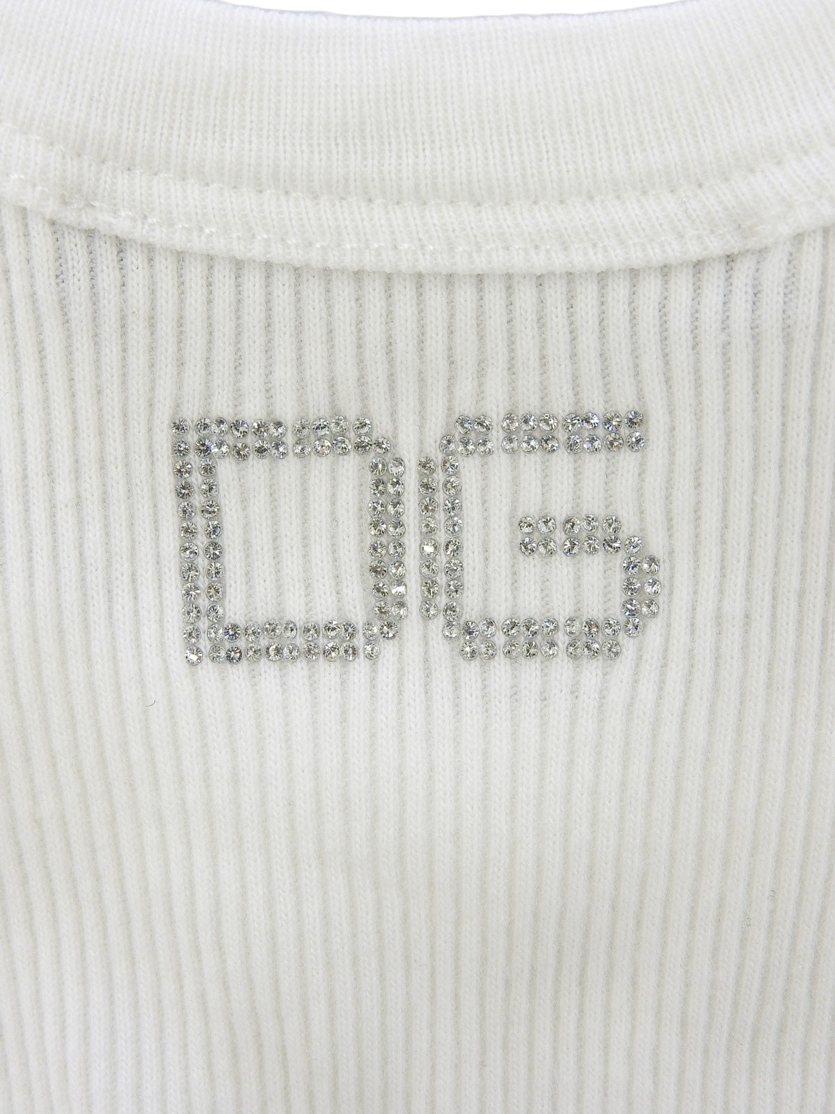 White Rhinestone Logo Top