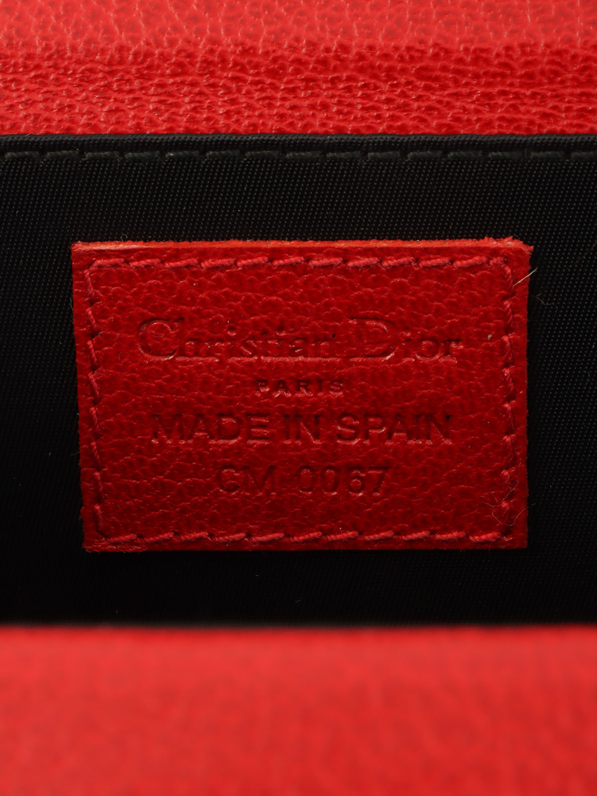 红色藤格纹缝线化妆包